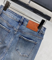 Embroidered Letter Straight-Leg Jeans