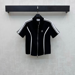 Stand-up collar, color-blocked, slim-fit suit