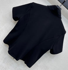 Stand-up collar, color-blocked, slim-fit suit