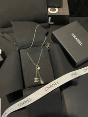 Five-pointed star tassel teardrop rhinestone necklace