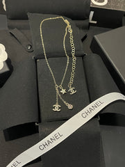 Five-pointed star tassel teardrop rhinestone necklace