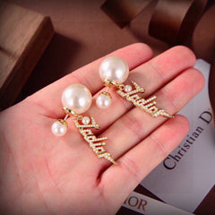 Letter Pearl Earrings