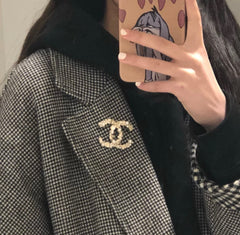 Perfume Bottle Pearl Camellia Crystal Letter Combination Brooch