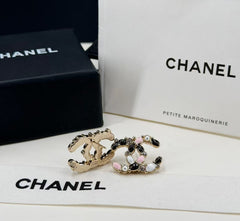 Black and Pink Enamel Letter Stud Earrings