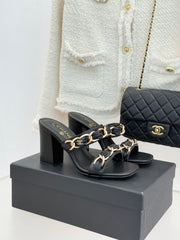 Chain-link chunky-heeled sandals