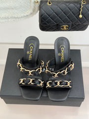Chain-link chunky-heeled sandals