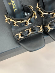 Chain-link chunky-heeled sandals