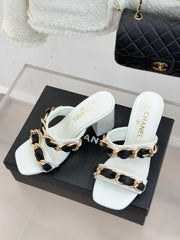 Chain-link chunky-heeled sandals