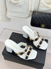 Chain-link chunky-heeled sandals
