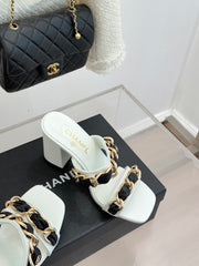 Chain-link chunky-heeled sandals