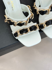 Chain-link chunky-heeled sandals