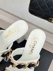 Chain-link chunky-heeled sandals