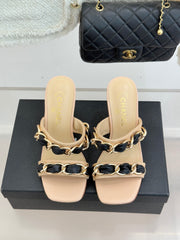 Chain-link chunky-heeled sandals