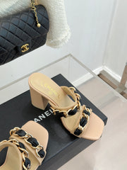 Chain-link chunky-heeled sandals