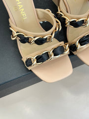 Chain-link chunky-heeled sandals