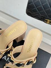 Chain-link chunky-heeled sandals