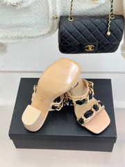 Chain-link chunky-heeled sandals