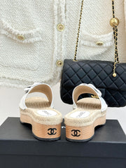 New Spring/Summer Hemp Rope Platform Slippers