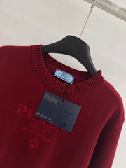 Striped wool knit short-sleeved top