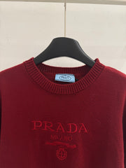 Striped wool knit short-sleeved top