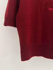 Striped wool knit short-sleeved top