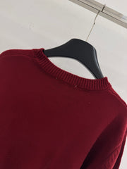 Striped wool knit short-sleeved top