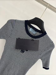 Slim-fit short-sleeved knit top