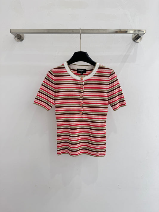 Slim-fit short-sleeved knit top