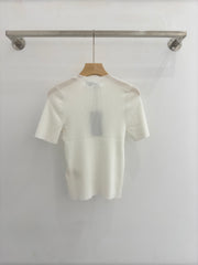 Openwork Pattern Knit Short-Sleeve T-Shirt