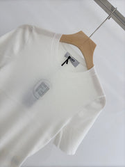 Openwork Pattern Knit Short-Sleeve T-Shirt