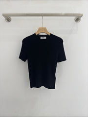 Openwork Pattern Knit Short-Sleeve T-Shirt
