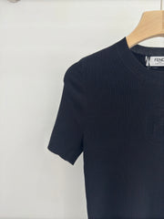 Openwork Pattern Knit Short-Sleeve T-Shirt