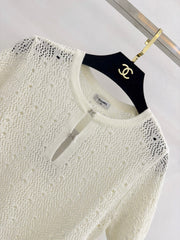 Openwork short-sleeved knit sweater