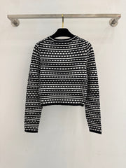 Color-blocked striped knit sweater