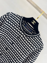 Color-blocked striped knit sweater