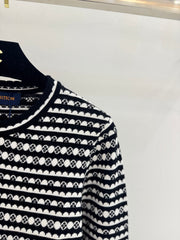 Color-blocked striped knit sweater