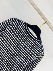 Color-blocked striped knit sweater