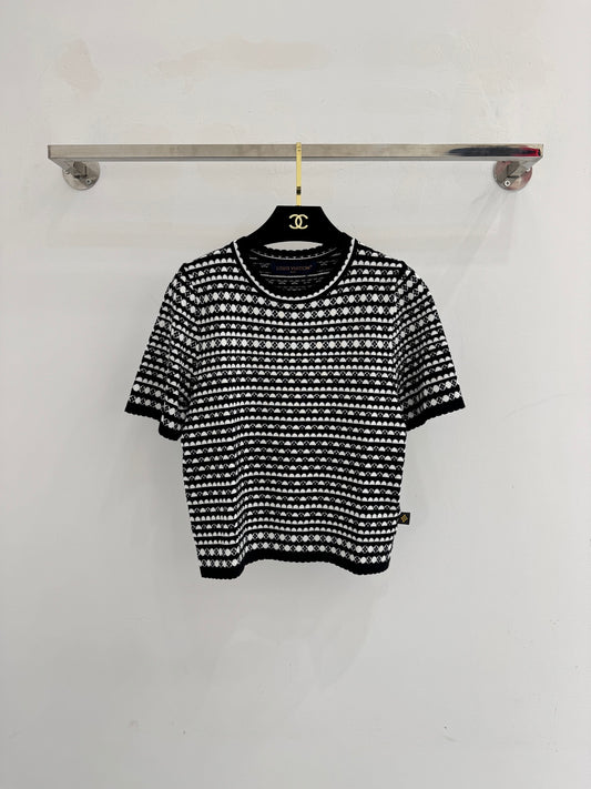 Color-blocked striped short-sleeved shirt