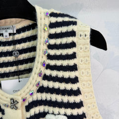 Black and white striped knit vest
