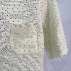 Short-sleeved top with openwork lace trim