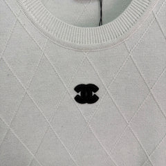 Diamond Pattern Knit Short-Sleeve T-Shirt