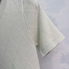 Diamond Pattern Knit Short-Sleeve T-Shirt