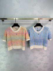 Sequined Knit Short-Sleeve T-Shirt