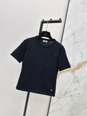 Hollow-out short-sleeved t-shirt