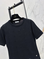 Hollow-out short-sleeved t-shirt