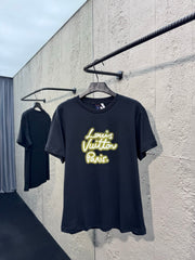 Neon Letter Print Crew Neck Short-Sleeve T-Shirt