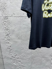 Neon Letter Print Crew Neck Short-Sleeve T-Shirt