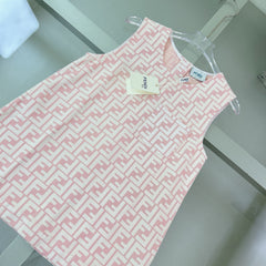 Embroidered logo shirt + premium pink jacquard denim dress