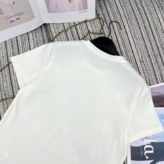 Sequined Beaded Short-Sleeve Crew Neck T-Shirt