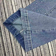 Rhinestone-studded wide-leg jeans